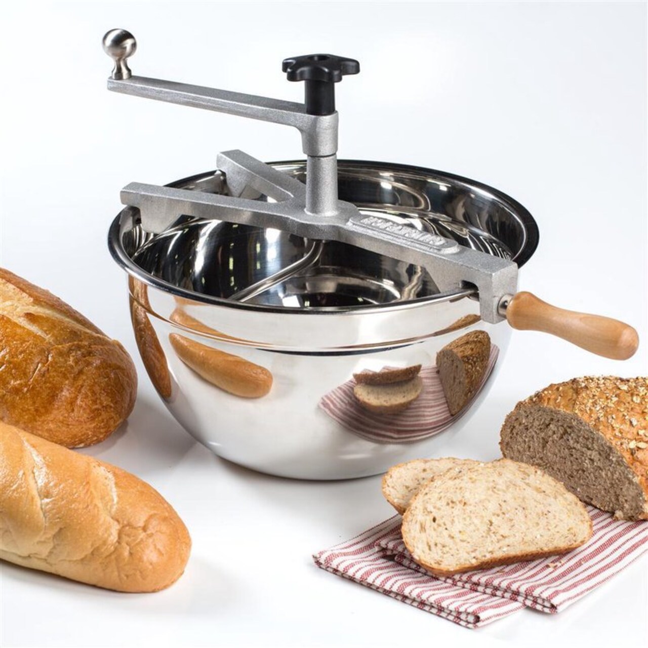 Handcrafted Stainless Steel Hand Crank Bread Dough Maker Kneader 8